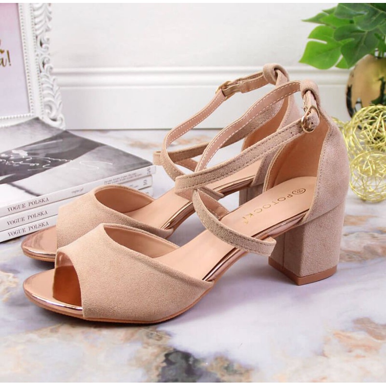 Sandály na sloupku Potocki W WOL67B béžové béžový 2 Sandály na sloupku Potocki W WOL67B béžové béžový 2