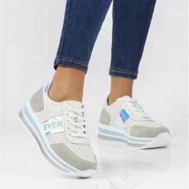 Kožené tenisky Filippo DP1414 / 22 Bl modré bílý modrý šedá 1