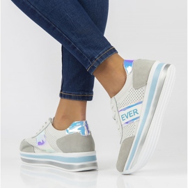 Kožené tenisky Filippo DP1414 / 22 Bl modré bílý modrý šedá 2