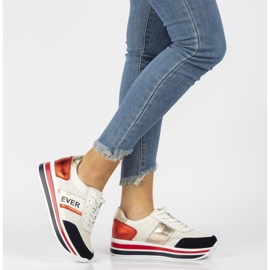 Kožené tenisky Filippo DP1414 / 22 Wh bílé bílý červené námořnická modrá 2