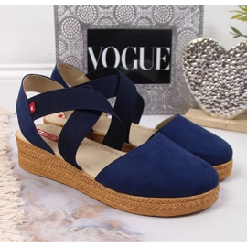 Sandály na klínku Big Star W JJ276037 tmavě modrá námořnická modrá 2