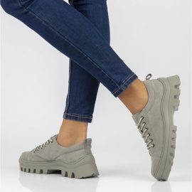 Kožené tenisky FILIPPO DP3522 / 22 Gr šedé šedá 1