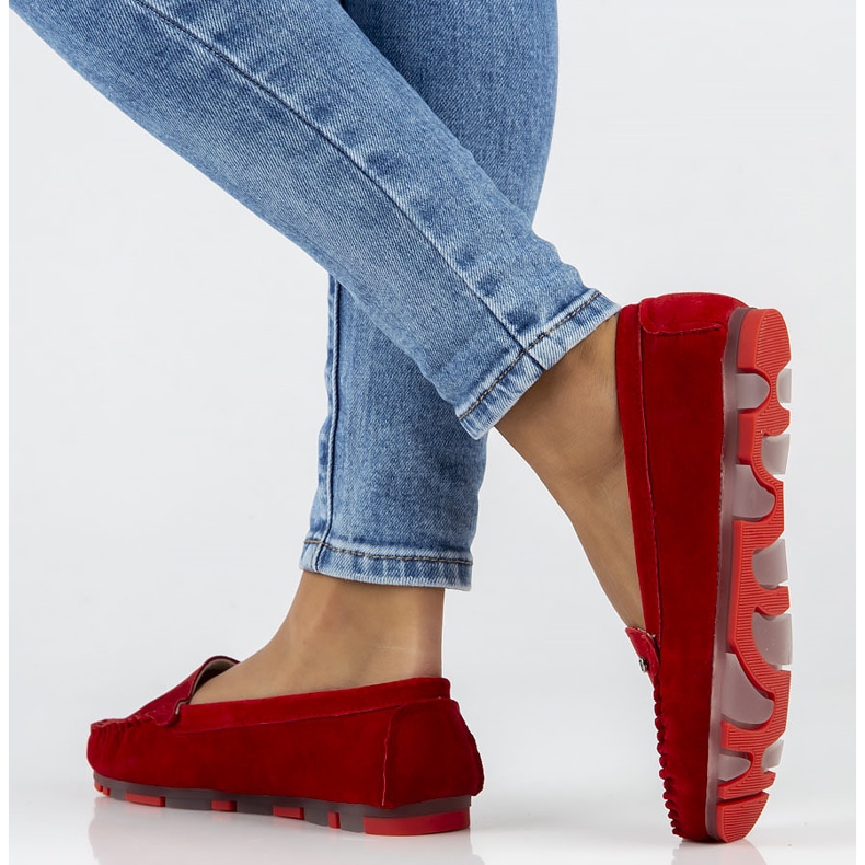 Červené kožené mokasíny Filippo DP2037 / 22 Rd 2