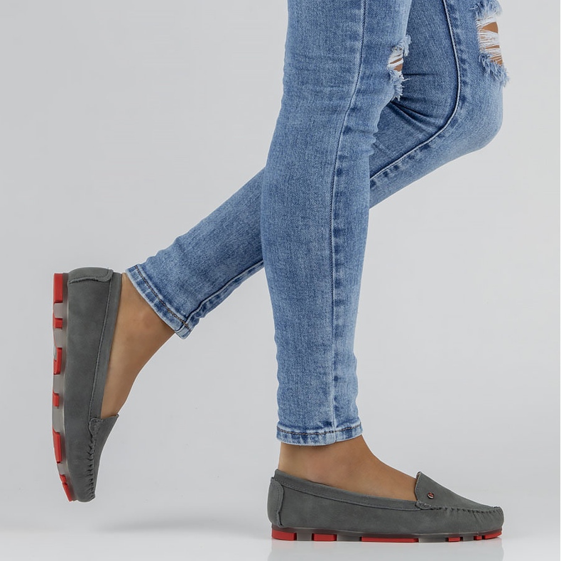 Šedé kožené mokasíny Filippo DP2037 / 22 Gr Rd šedá 1