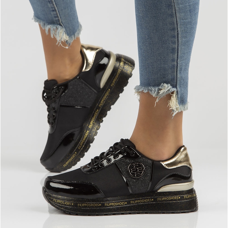 Kožené tenisky Filippo DP3688 / 22 Bk černé černá 1