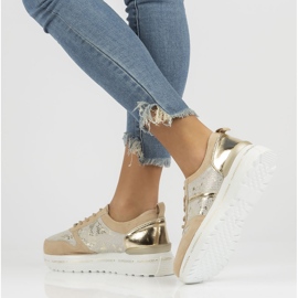 Kožené tenisky Filippo DP3691 / 22 Be Go béžové béžový zlatý 2