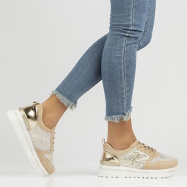 Kožené tenisky Filippo DP3691 / 22 Be Go béžové béžový zlatý 1