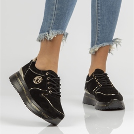 Kožené tenisky Filippo DP3558 / 22 Bk černé černá zlatý 1