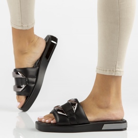 Kožené pantofle Filippo DK3903 / 22 Bk černé černá 1