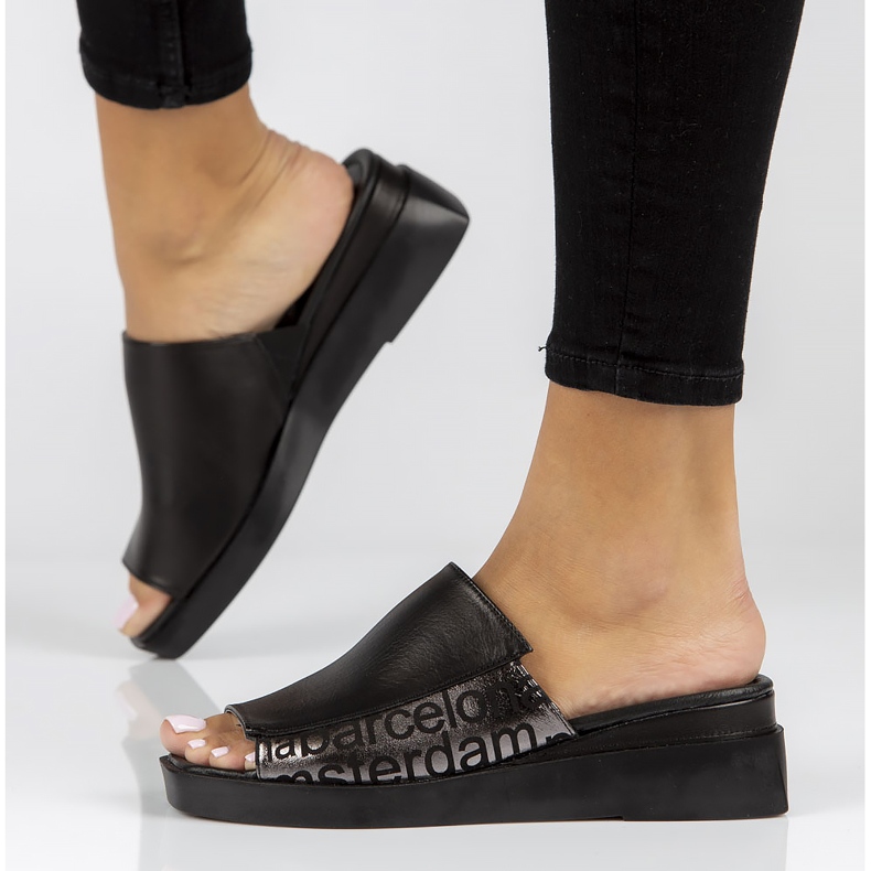 Kožené pantofle Filippo DK3921 / 22 Bk černé černá 2