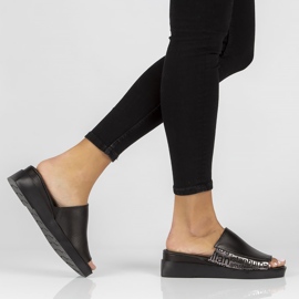 Kožené pantofle Filippo DK3921 / 22 Bk černé černá 1