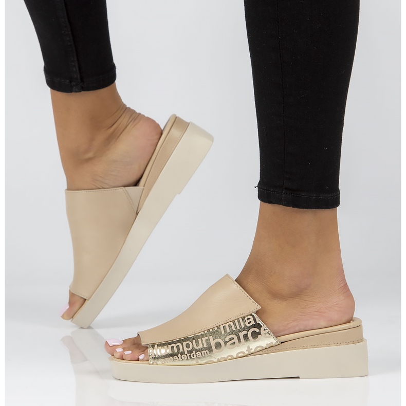 Kožené pantofle Filippo DK3921 / 22 Be beige béžový 1