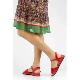 Červené kožené sandály Filippo DS3913 / 22 Rd 1