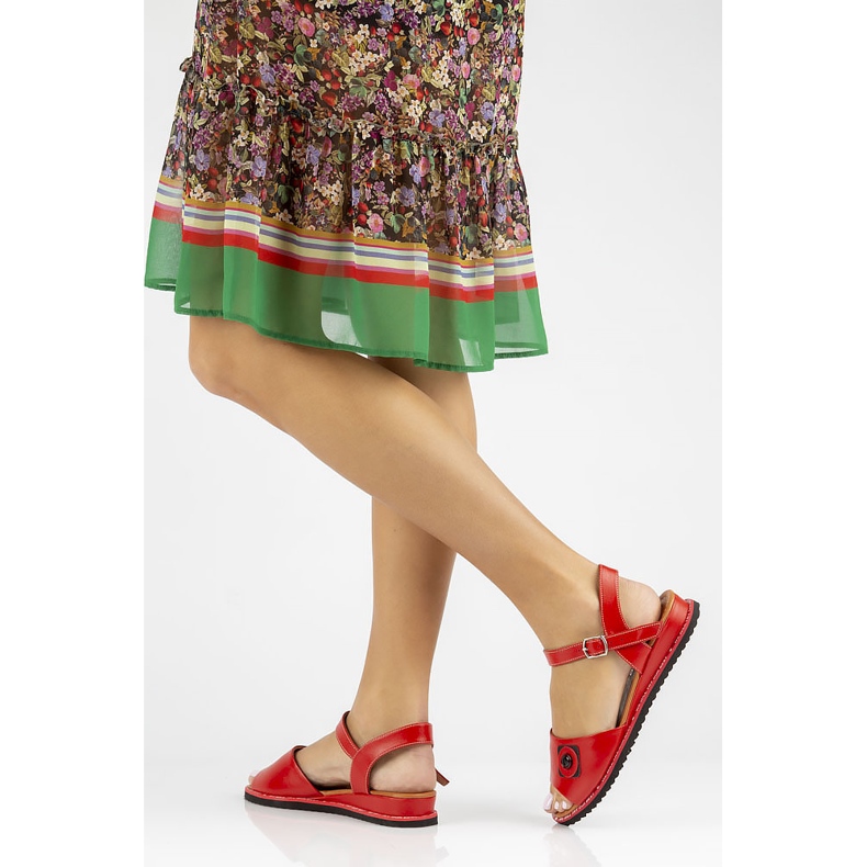 Červené kožené sandály Filippo DS3913 / 22 Rd 1