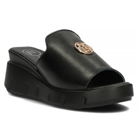 Kožené pantofle Filippo DK3596 / 22 Bk černé černý 1