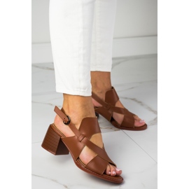 Kožené sandály na vysokém podpatku LA.FI hnědý 1 Kožené sandály na vysokém podpatku LA.FI hnědý 1