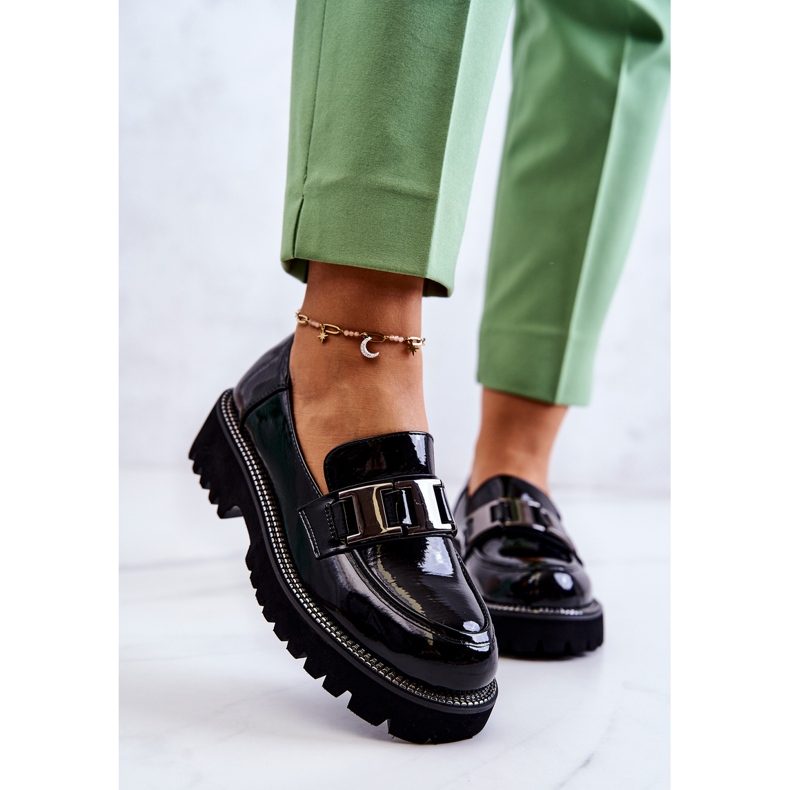 S.Barski Lakované kožené boty v černém Corine černá 2