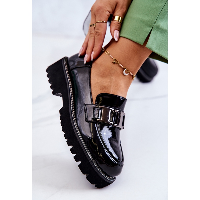 S.Barski Lakované kožené boty v černém Corine černá 1