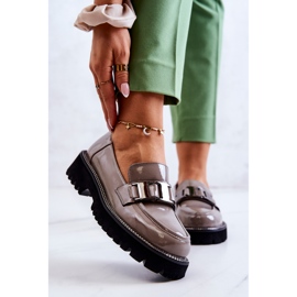 S.Barski Lakované kožené boty Grey Corine šedá 1