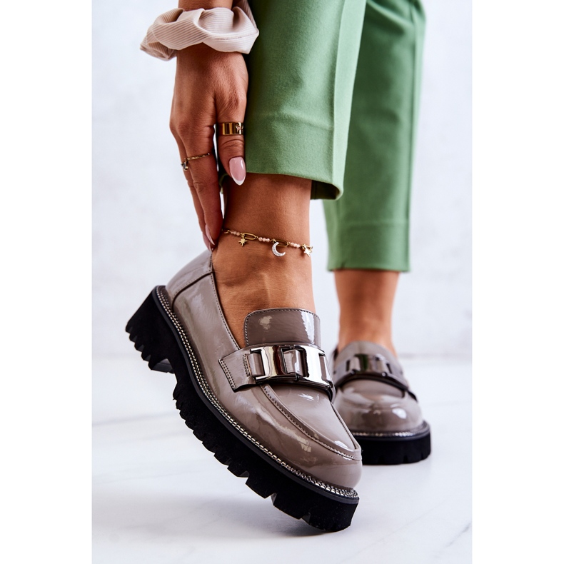 S.Barski Lakované kožené boty Grey Corine šedá 1 S.Barski Lakované kožené boty Grey Corine šedá 1