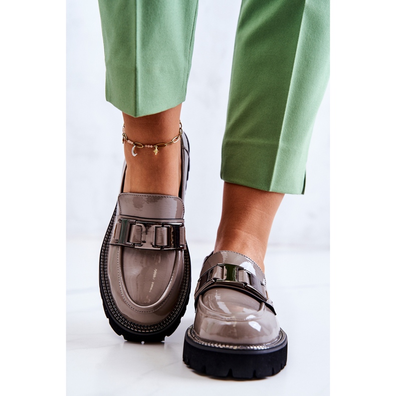 S.Barski Lakované kožené boty Grey Corine šedá 2 S.Barski Lakované kožené boty Grey Corine šedá 2