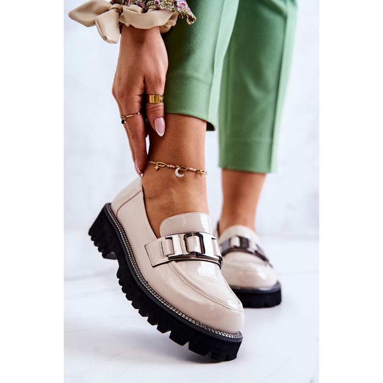 S.Barski Lakované kožené boty Světle béžová Corine béžový 1