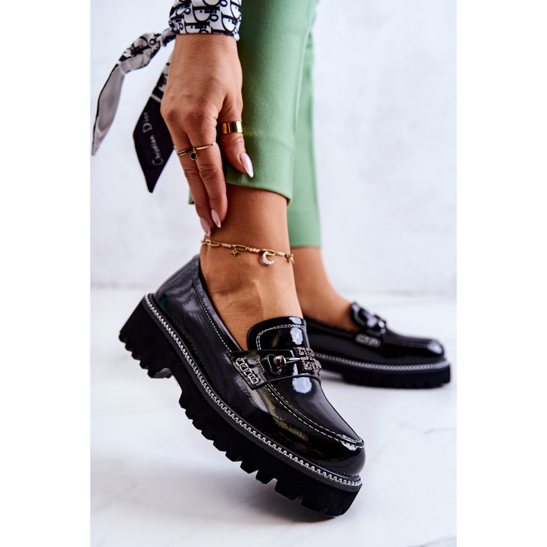 S.Barski Lakované Kožené Boty S černým zdobením Adison 1