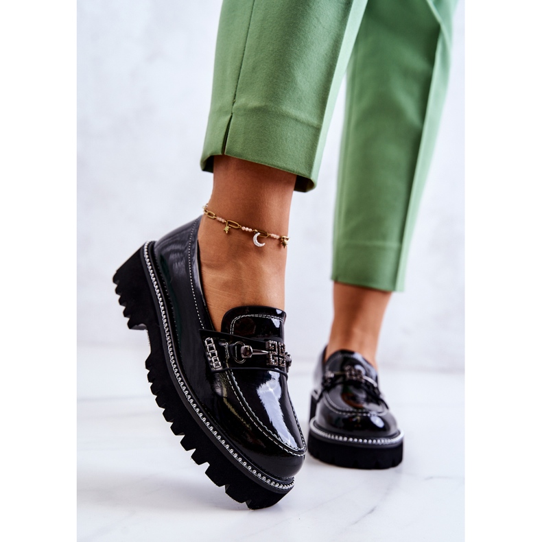 S.Barski Lakované Kožené Boty S černým zdobením Adison černá 2