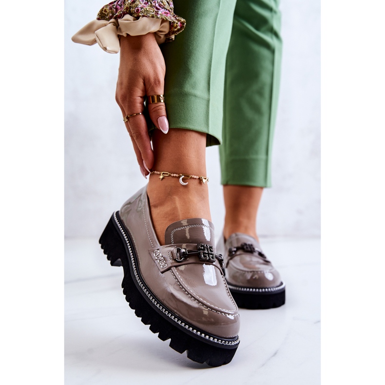 S.Barski Boty z lakované kůže se světle hnědým zdobením Adison vícebarevný 1