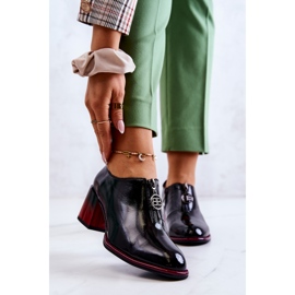 S.Barski Lakované módní boty na černo-červeném sloupku Lorena černý 1