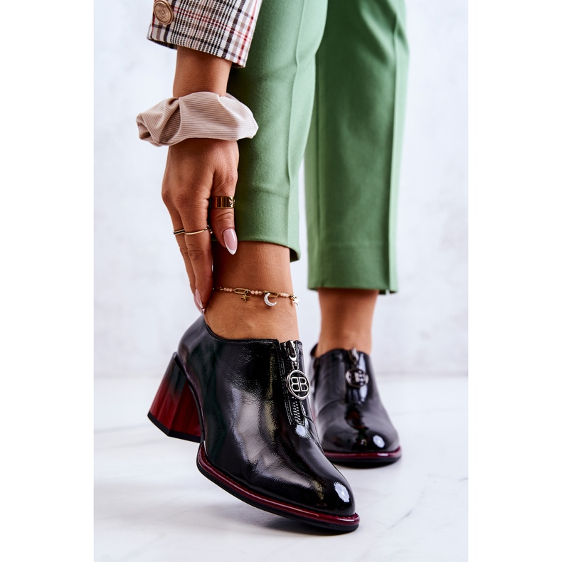 S.Barski Lakované módní boty na černo-červeném sloupku Lorena černá 1