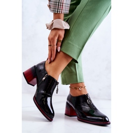 S.Barski Lakované módní boty na černo-červeném sloupku Lorena černý 2