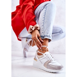 S.Barski Kožené sportovní boty na klínku bílá a šedá Rayana bílý 1