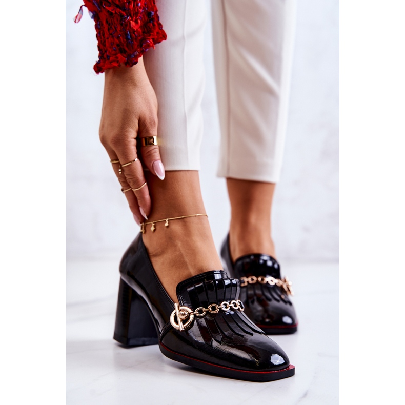 S.Barski Lakované trendy černé lodičky Jenice černý 1