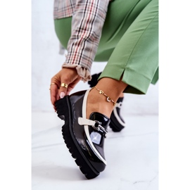 S.Barski Lakované dámské mokasíny Černobílé Cassida bílý černý 1