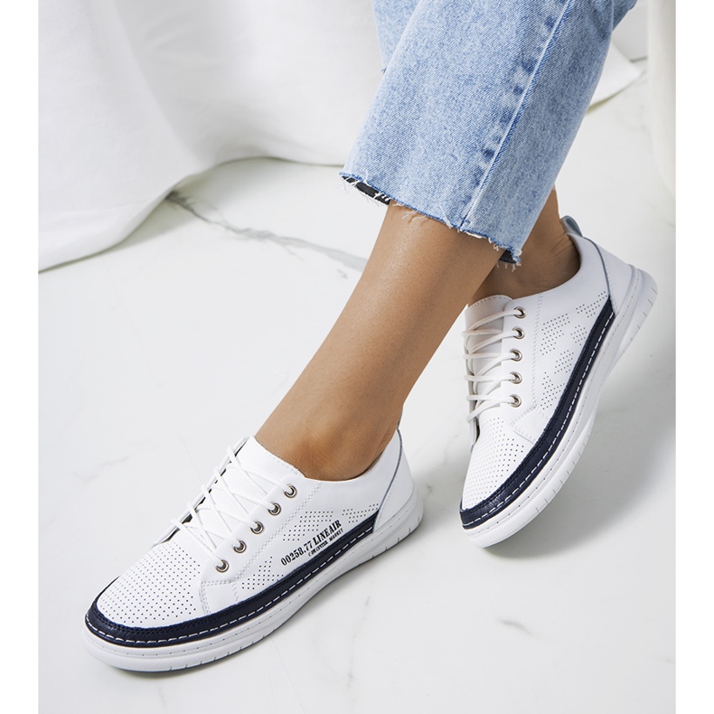 Bílé kožené tenisky od Valeska bílý námořnická modrá 1