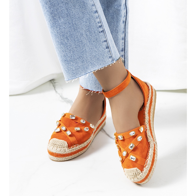 Oranžové espadrilky s kubickou zirkonií Dide oranžový 1 Oranžové espadrilky s kubickou zirkonií Dide oranžový 1
