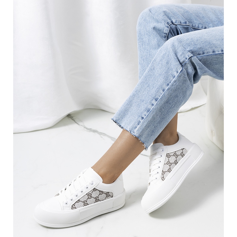 Bílé tenisky na platformě Birkett bílý šedá 2