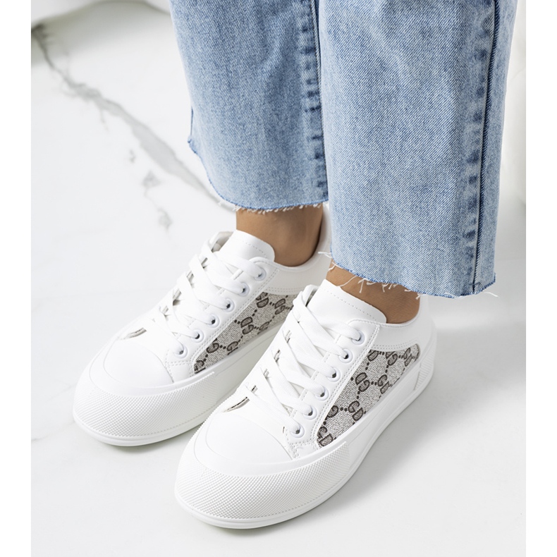 Bílé tenisky na platformě Birkett bílý šedá 1