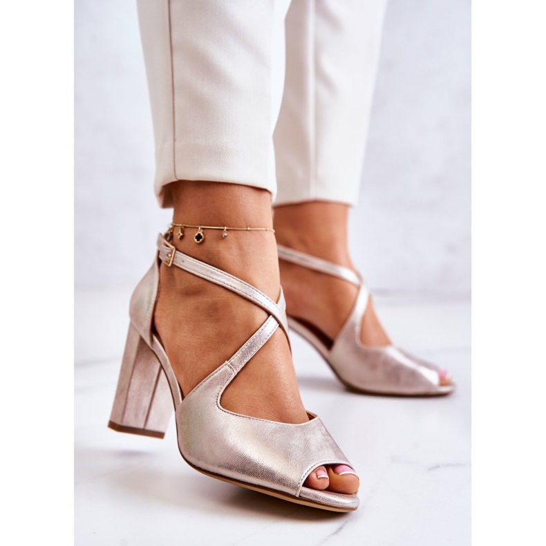 Sergio Leone Kožené Sandály Na Zlaté Lorita Bar zlatý 2