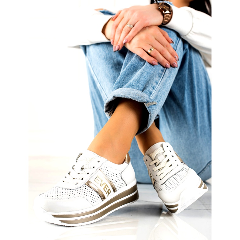 Ever Sportovní boty pro ženy Filippo DP1414 bílá a zlatá bílý zlatý 2