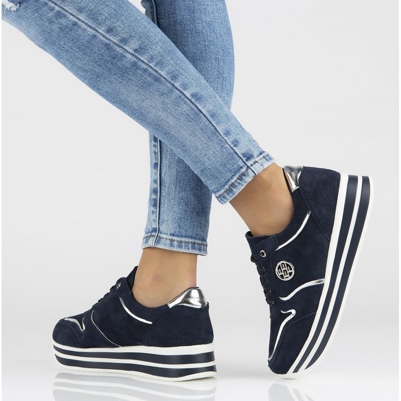 Kožené tenisky Filippo DP3682 / 22 Nv tmavě modré námořnická modrá 1