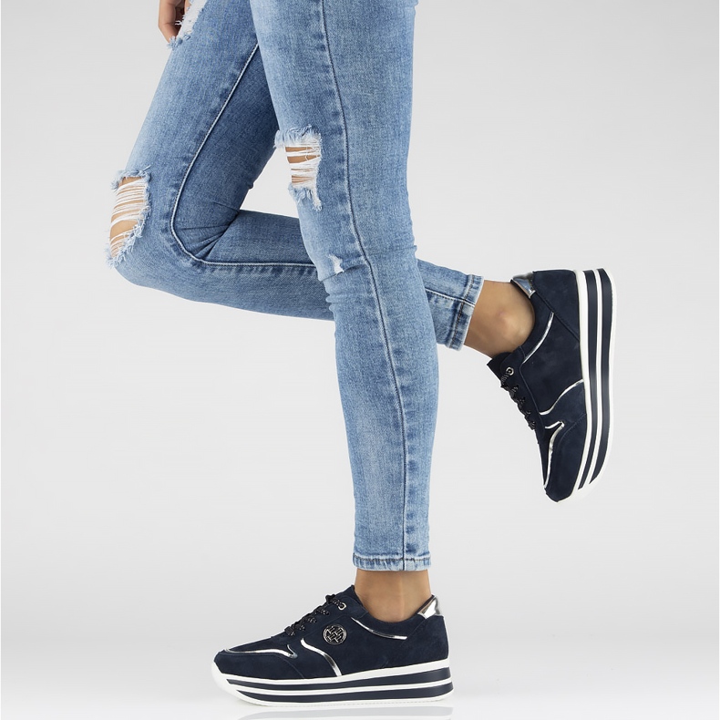 Kožené tenisky Filippo DP3682 / 22 Nv tmavě modré námořnická modrá 2