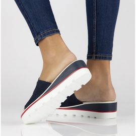 Kožené pantofle Filippo DK3635 / 22 Nv tmavě modrá námořnická modrá 1