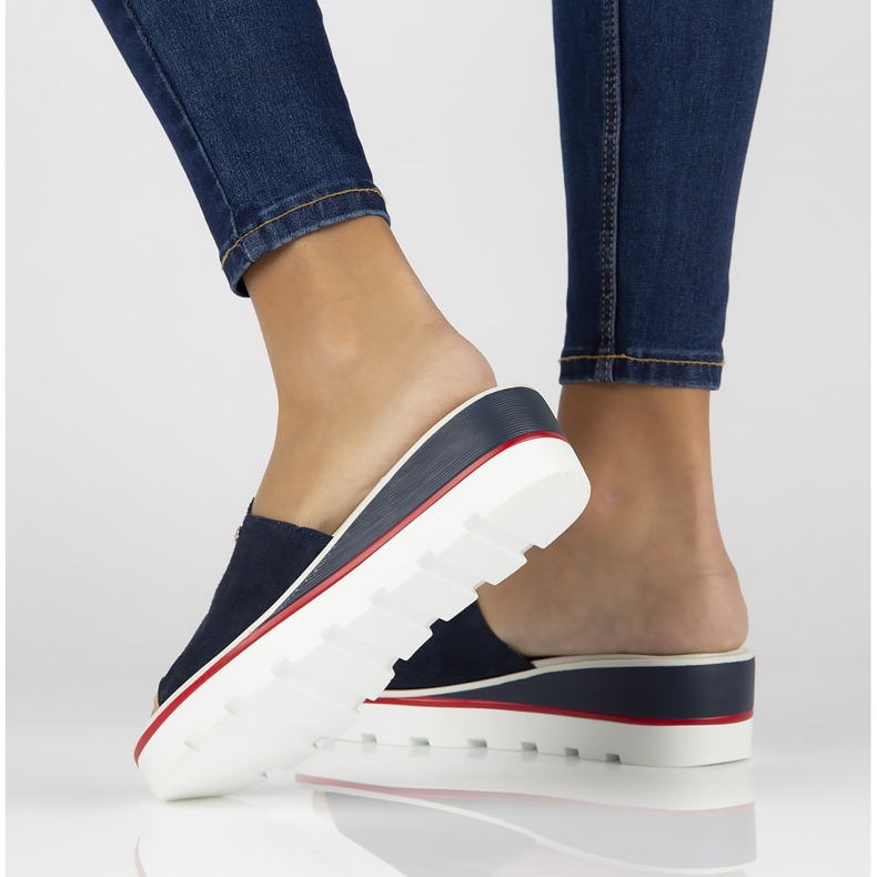 Kožené pantofle Filippo DK3635 / 22 Nv tmavě modrá námořnická modrá 1