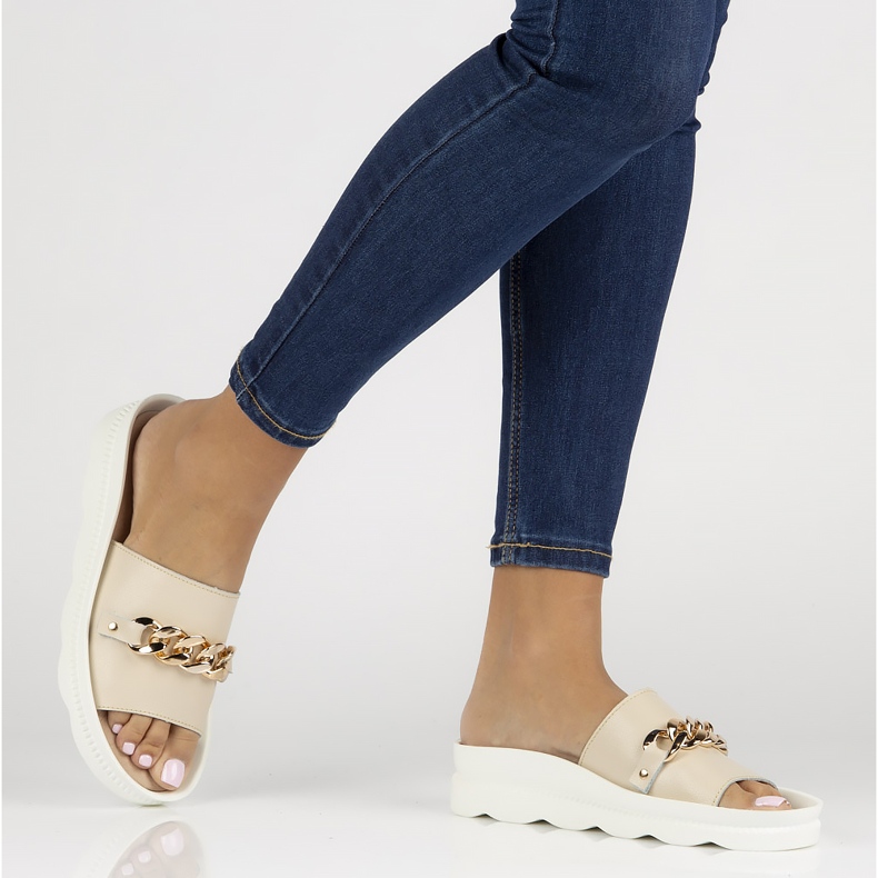 Kožené pantofle Filippo DK3597 / 22 Be beige béžový 1