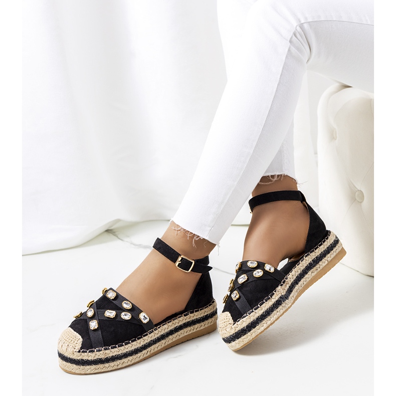 Černé espadrilky s kubickou zirkonií Dide černý 1