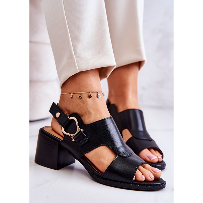 Kožené sandály na vysokém podpatku La.Fi Black Leratto černá 1