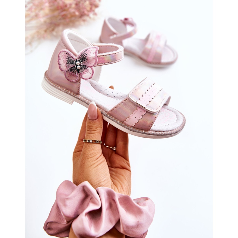 PJ2 Dětské Sandály S Motýlí Růžovou Nicoll růžový 1