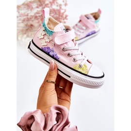 PA1 Vysoké dětské látkové tenisky s potiskem Pink Dorry růžový 1